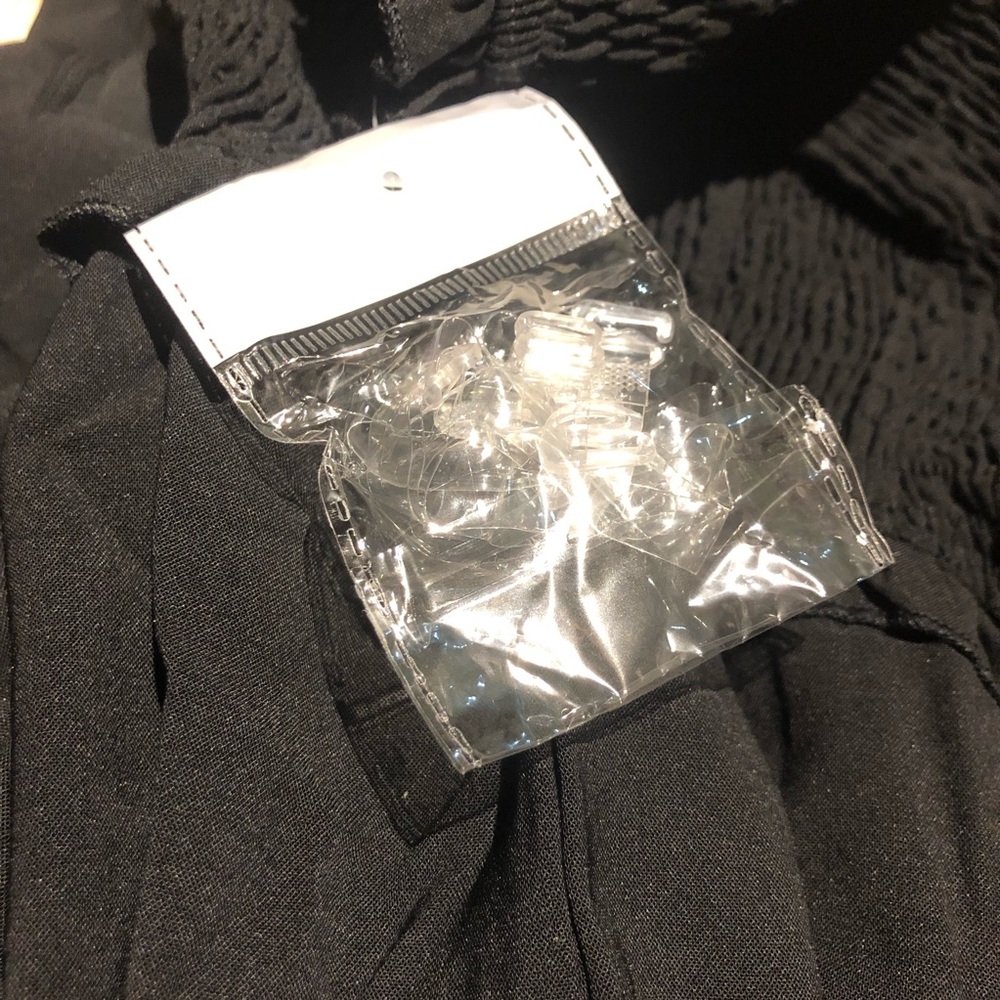 Black Smocked Bandeau Wide Leg Jumpsuit - Picture 6 of 7